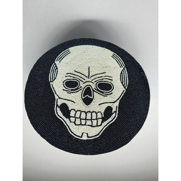 Halloween Beaded Skeleton Skull 15in Placemat Goth Spooky Haunted - Picture 4 of 13